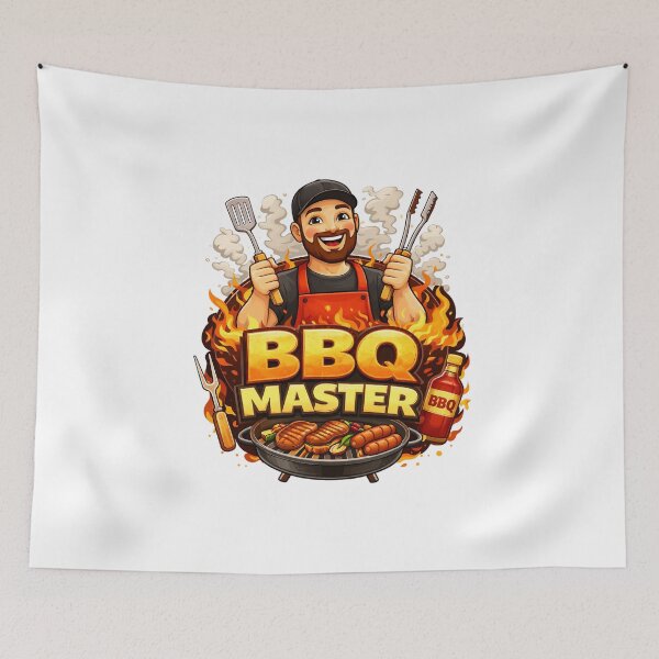Item preview, BBQ Master Grill King Funny Barbecue Chef Cooking Design. designed and sold by The-T-In-Retro.