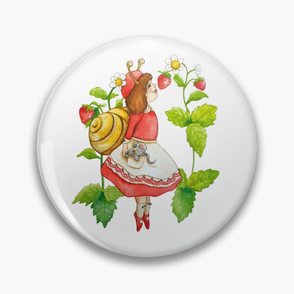 Item preview, Strawberry Snail Girl Exploring a Magical Garden designed and sold by Mendoza-Draws.