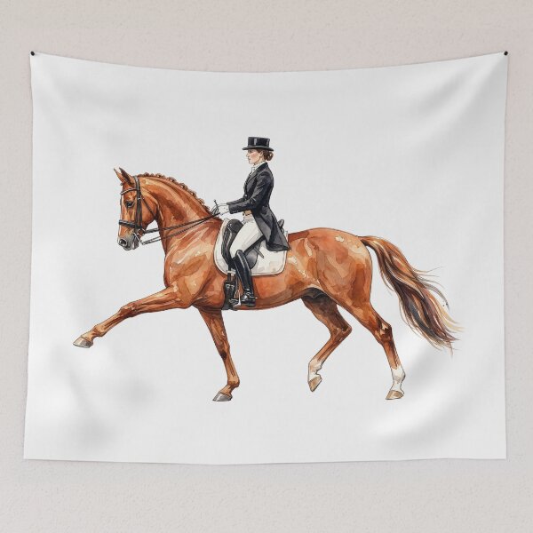 Item preview, Chestnut Dressage Horse Watercolor Illustration designed and sold by Rutvain.