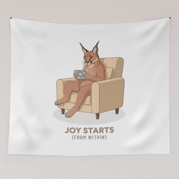 Item preview, Relaxing Caracal Gaming Session Retro Aesthetic designed and sold by COZY VINTAGE animal.