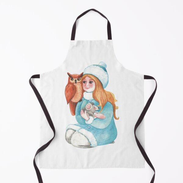Item preview, Winter Girl With Owl and Tiny Mouse Friends designed and sold by Mendoza-Draws.