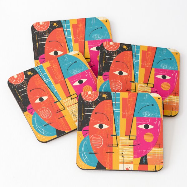 Item preview, Gemini Zodiac Twin Faces in Bold Geometric Colors with Vibrant Astrology Wall Art designed and sold by OlfactoART Studio.