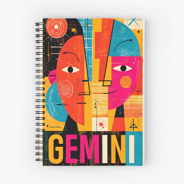 Item preview, Gemini Zodiac Twin Faces in Bold Geometric Colors with Vibrant Astrology Wall Art designed and sold by OlfactoART Studio.