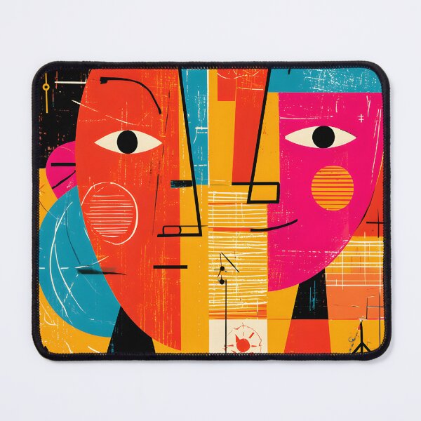Item preview, Gemini Zodiac Twin Faces in Bold Geometric Colors with Vibrant Astrology Wall Art designed and sold by OlfactoART Studio.