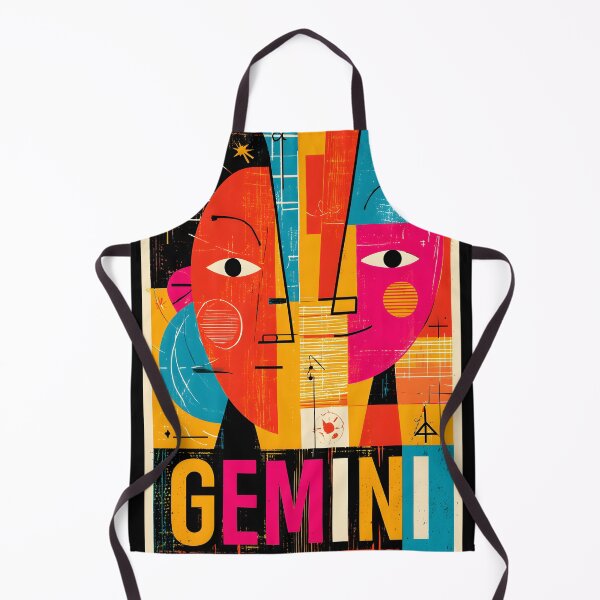 Item preview, Gemini Zodiac Twin Faces in Bold Geometric Colors with Vibrant Astrology Wall Art designed and sold by OlfactoART Studio.
