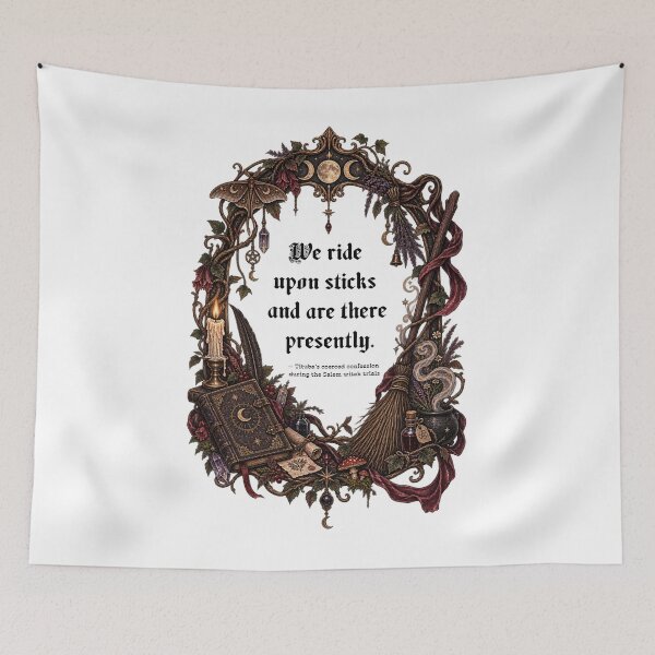 Item preview, We Ride Upon Sticks And Are There Presently - Tituba Salem Witch Trials Quote | Dark Academia Witch Frame designed and sold by Neurospicy Trolls.