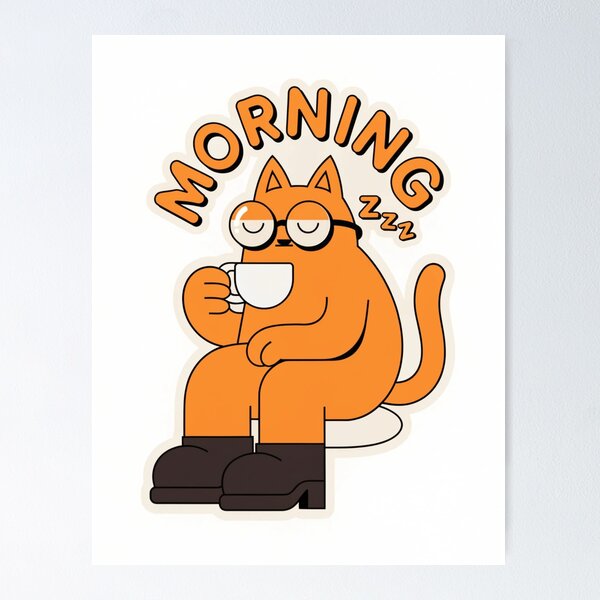 Item preview, A cat in a relaxing morning scene. designed and sold by MOCH- ART.