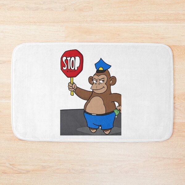 Item preview, Funny Monkey Police Officer holding STOP Sign Cartoon Illustration designed and sold by jhgjykuo.