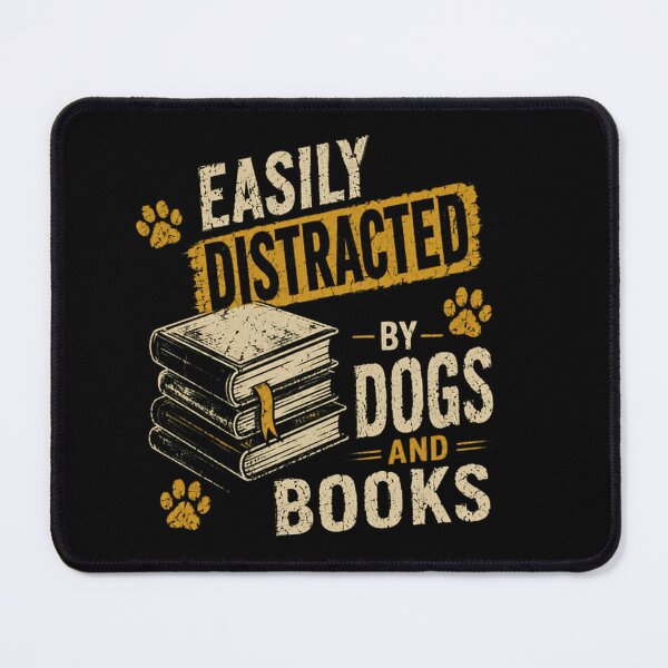 Item preview, Easily Distracted By Dogs And Books Bookworm Dog Lover Gift designed and sold by SkeletonsDanger.