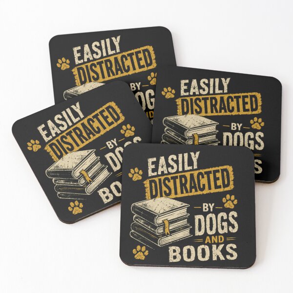 Item preview, Easily Distracted By Dogs And Books Bookworm Dog Lover Gift designed and sold by SkeletonsDanger.