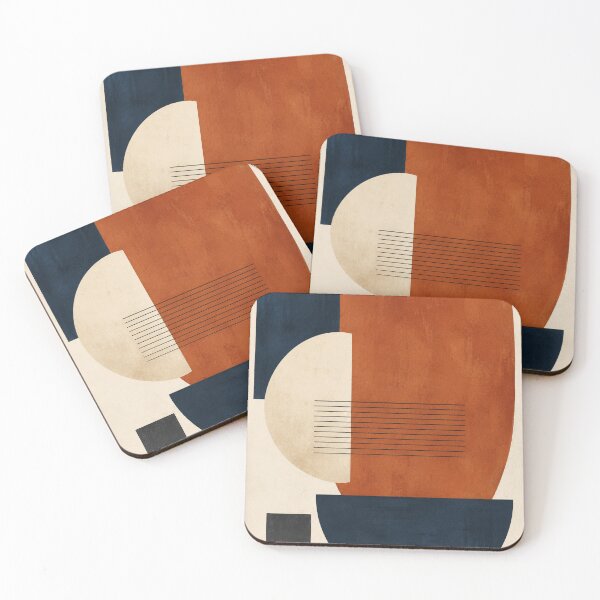 Item preview, Rust & Indigo Geometry | Contemporary Minimalist Abstract Art designed and sold by Zaramodo.