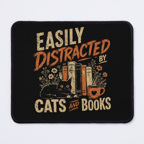 Item preview, Easily Distracted By Cats And Books Cat Lover Bookworm Reader designed and sold by HumansStuck12.