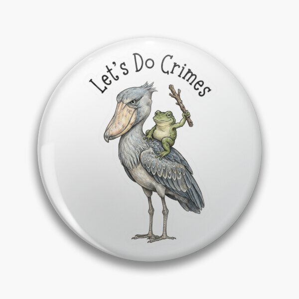Item preview, Shoebill Stork and Frog "Let's Do Crimes" Funny Vintage Illustration designed and sold by jhgjykuo.