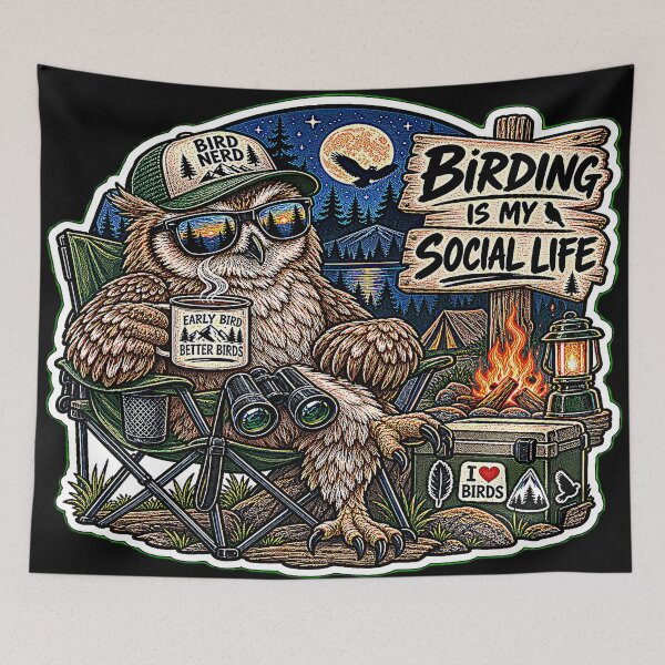 Item preview, Birding Is My Social Life | Funny Owl Birdwatcher Camping Design designed and sold by Jankes88.