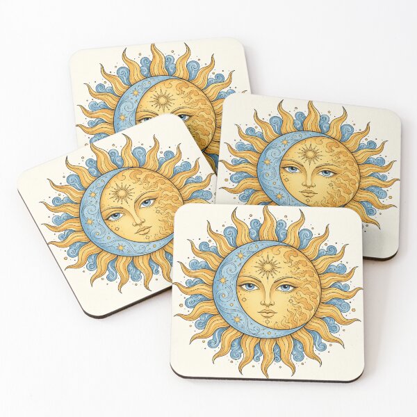 Item preview, Celestial Sun and Moon Face – Mystical Retro Psychedelic Art designed and sold by Xapicx.