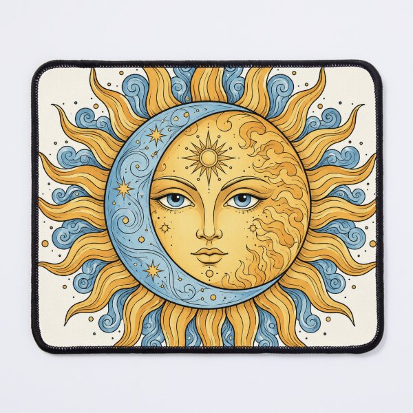 Item preview, Celestial Sun and Moon Face – Mystical Retro Psychedelic Art designed and sold by Xapicx.