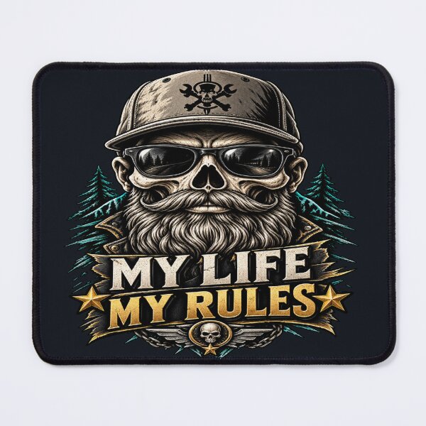 Item preview, Bearded Skull Biker My Life My Rules designed and sold by FABIOLA1970.