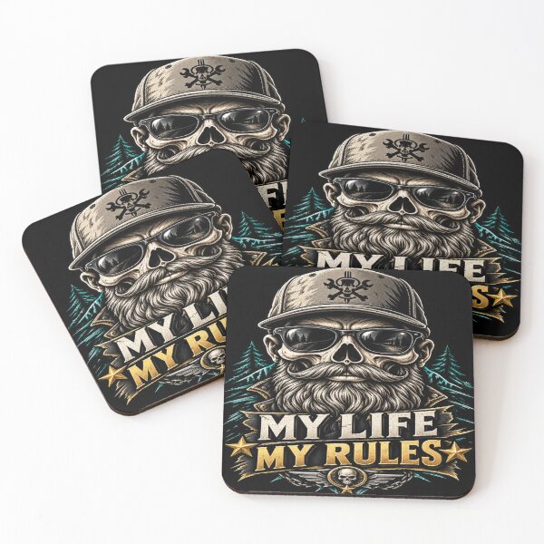 Item preview, Bearded Skull Biker My Life My Rules designed and sold by FABIOLA1970.