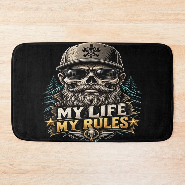 Item preview, Bearded Skull Biker My Life My Rules designed and sold by FABIOLA1970.