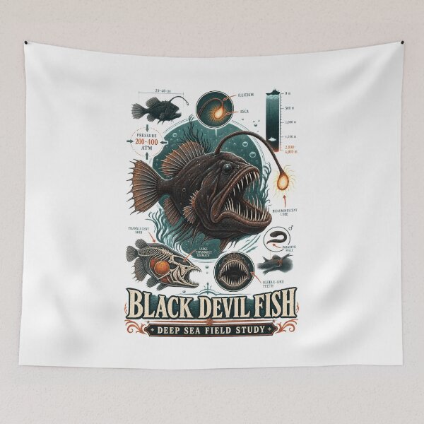 Item preview, Black Devil Anglerfish Deep Sea Natural History Art designed and sold by AMICO77.