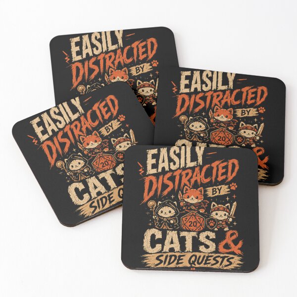 Item preview, Easily Distracted By Cats & Side Quests Gamer Cat Lover Roleplayer designed and sold by HumansStuck12.