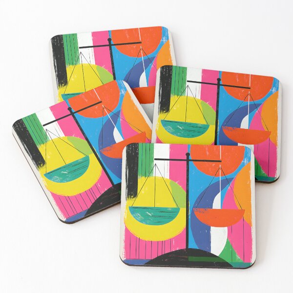Item preview, Libra Zodiac Harmony in Bold Geometric Colors with Vibrant Contemporary Astrology Wall Art designed and sold by OlfactoART Studio.