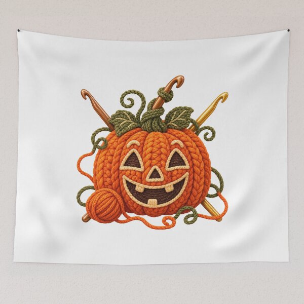 Item preview, Crochet Pumpkin Autumn Yarn Craft Botanical Art designed and sold by AMICO77.