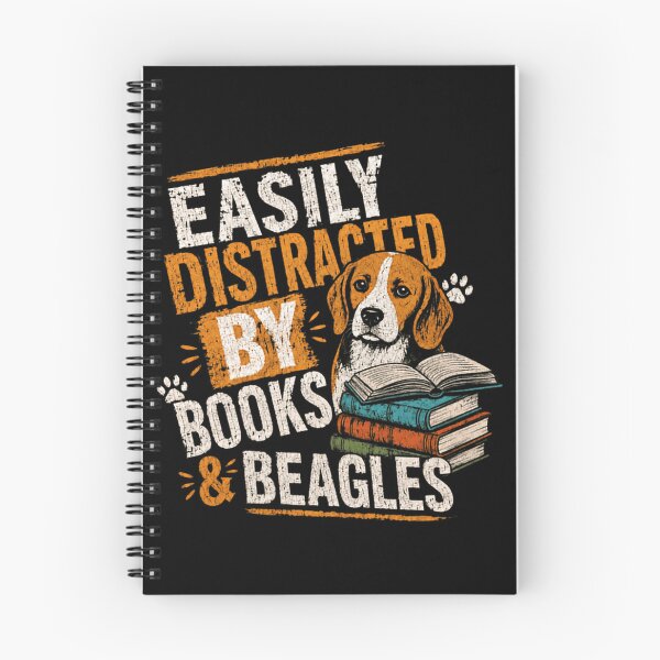 Item preview, Easily Distracted By Books & Beagles Dog Owner Reader designed and sold by SkeletonsDanger.