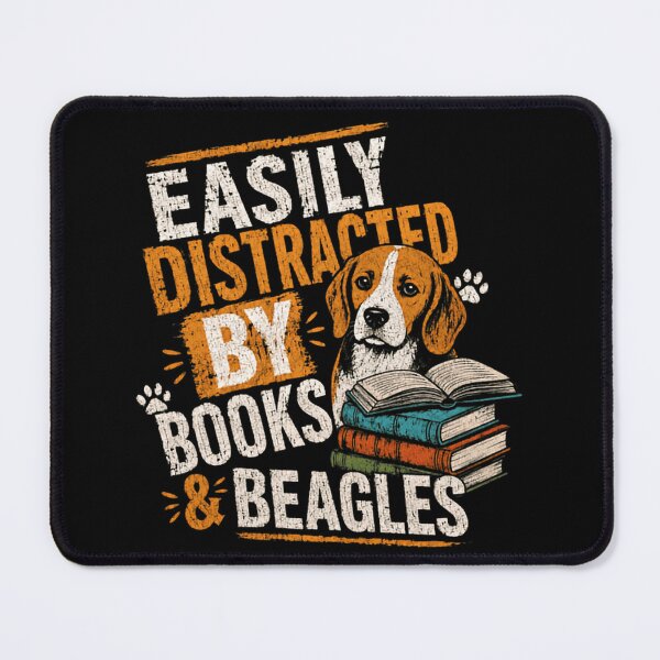 Item preview, Easily Distracted By Books & Beagles Dog Owner Reader designed and sold by SkeletonsDanger.