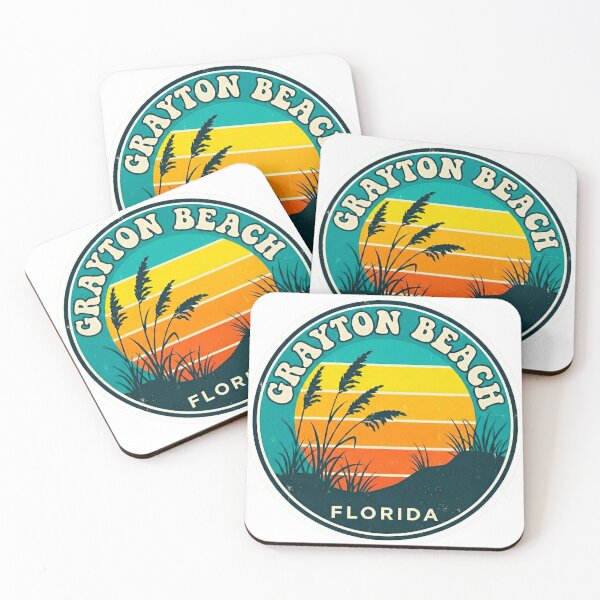 Item preview, Grayton Beach Florida Sea Oats Sand Dunes Retro 30A Sunset Badge designed and sold by CityMerch4.