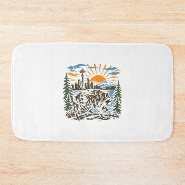 Item preview, Vintage Seattle Raccoon Retro Skyline Mount Rainier Art | ⭐⭐⭐⭐⭐ designed and sold by kkkofficial.
