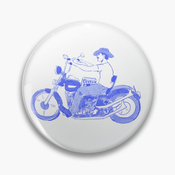 Item preview, Retro Cowboy Biker on Motorcycle - Blue Line Art Illustration designed and sold by rizdrawings.
