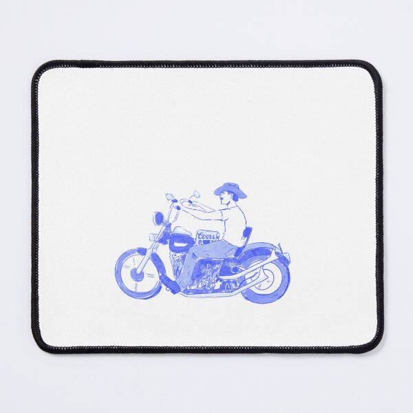 Item preview, Retro Cowboy Biker on Motorcycle - Blue Line Art Illustration designed and sold by rizdrawings.