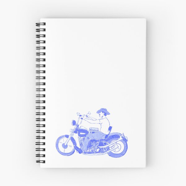 Item preview, Retro Cowboy Biker on Motorcycle - Blue Line Art Illustration designed and sold by rizdrawings.
