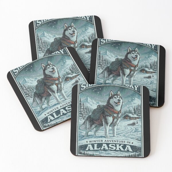 Item preview, Vintage Alaska Travel Poster | Siberian Husky Winter Adventure | Retro Dog Lover Gift designed and sold by TeeVibeHaus.