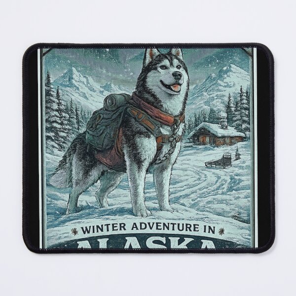 Item preview, Vintage Alaska Travel Poster | Siberian Husky Winter Adventure | Retro Dog Lover Gift designed and sold by TeeVibeHaus.