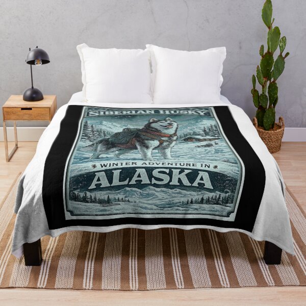 Item preview, Vintage Alaska Travel Poster | Siberian Husky Winter Adventure | Retro Dog Lover Gift designed and sold by TeeVibeHaus.