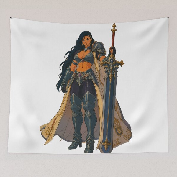 Item preview, Fantasy Warrior Pin-Up – Classic Cartoon Heroine designed and sold by  Hollow Moon Studios..