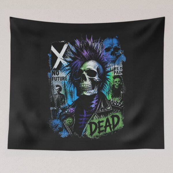 Item preview, Punk Rock Skull Mohawk No Future Gothic Streetwear Art designed and sold by ERODED SELF.