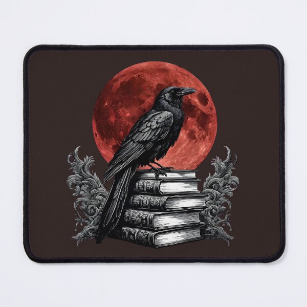 Item preview, Gothic Raven Blood Moon - Dark Academia Library Art designed and sold by Raven Rune Atelier.