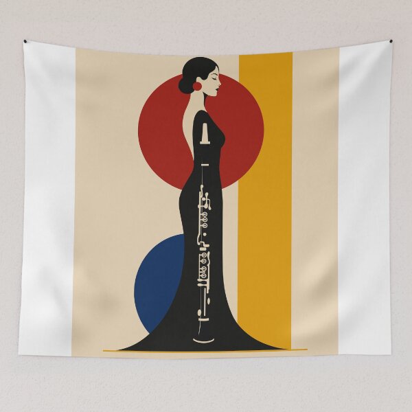 Item preview, Clarinet Nocturne | Elegant Clarinetist Art Print | Art Deco Music Art | Female Musician Print designed and sold by Studio pod Burom.