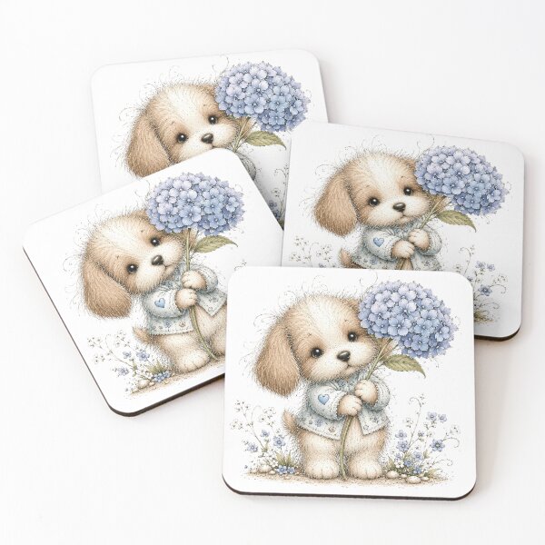 Item preview, Cute Puppy with Hydrangea Flower designed and sold by PetalGarden.
