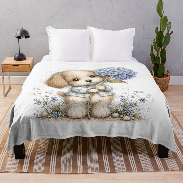Item preview, Cute Puppy with Hydrangea Flower designed and sold by PetalGarden.