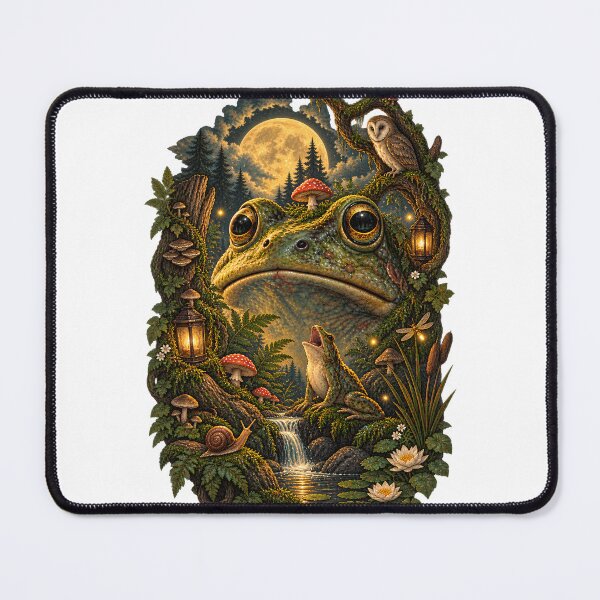 Item preview, Howling Frog At The Moon - Goblincore Full Moon Forest | Cottagecore Frog Serenade designed and sold by Neurospicy Trolls.