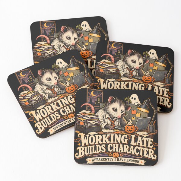 Item preview, Working Late Builds Character – Funny Possum Office Halloween Humor designed and sold by Ajdaprint.