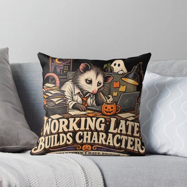 Item preview, Working Late Builds Character – Funny Possum Office Halloween Humor designed and sold by Ajdaprint.