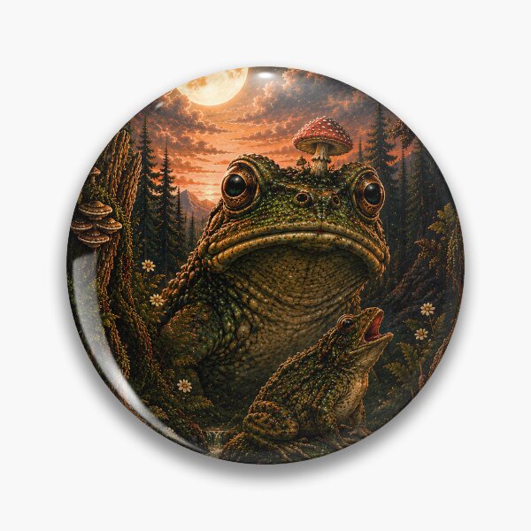 Item preview, Howling Frog At The Full Moon - Giant Forest Spirit Frog | Dark Goblincore designed and sold by Neurospicy Trolls.