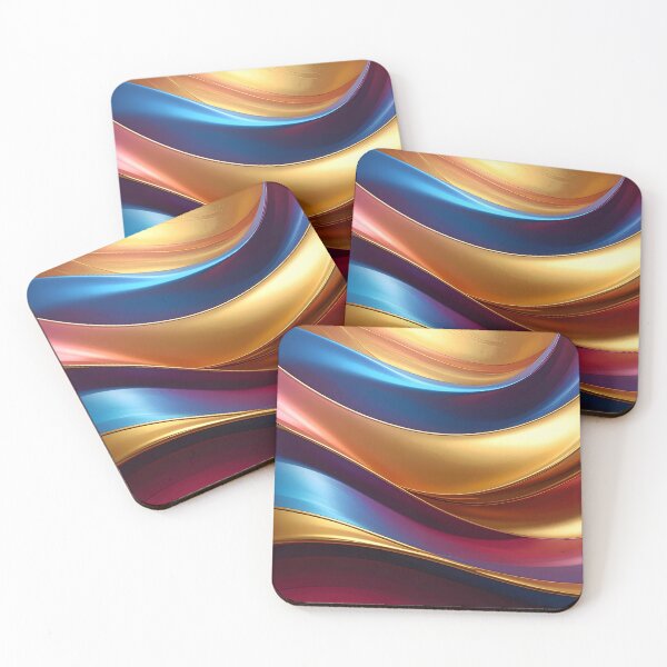 Item preview, Abstract Flowing Gold Red Blue Wave Artwork designed and sold by BetweenForms.