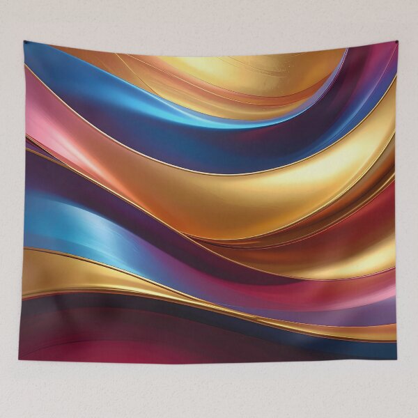 Item preview, Abstract Flowing Gold Red Blue Wave Artwork designed and sold by BetweenForms.