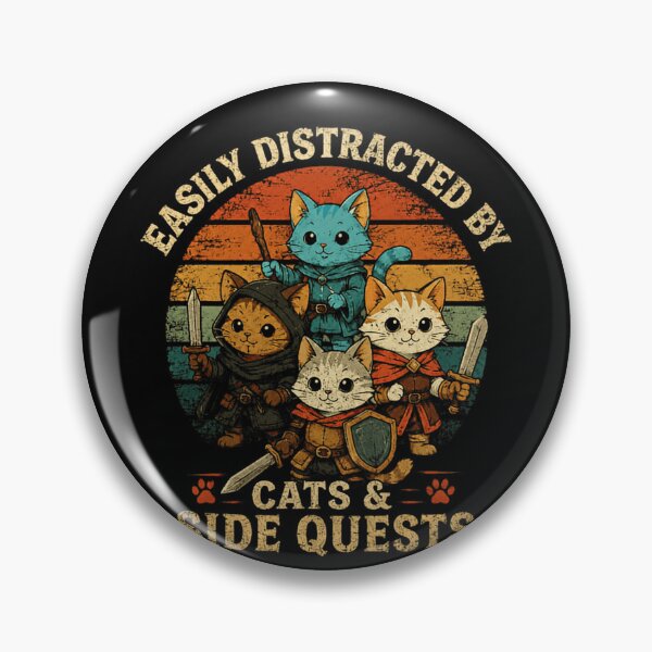 Item preview, Easily Distracted By Cats & Side Quests Roleplaying Gamer Feline Adventure designed and sold by RetroMini2026.